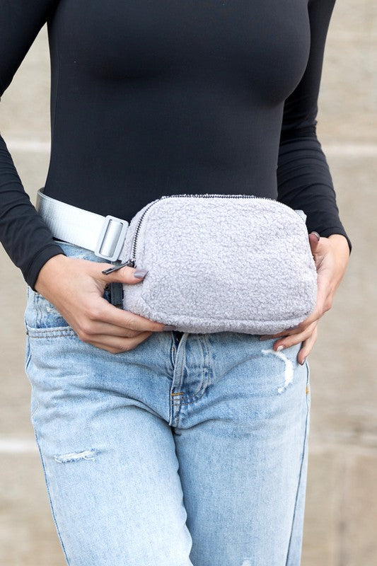 Boucle Sherpa Crossbody Sling Belt Bag-Fanny Bag