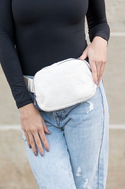 Boucle Sherpa Crossbody Sling Belt Bag-Fanny Bag