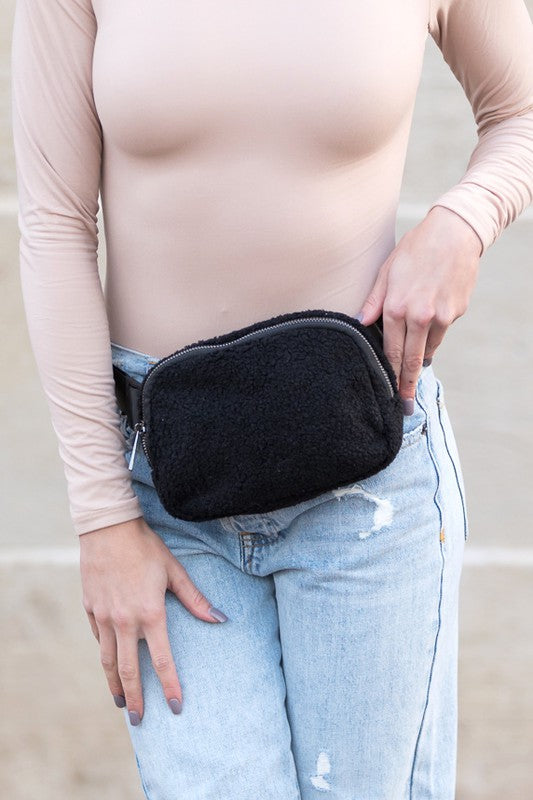Boucle Sherpa Crossbody Sling Belt Bag-Fanny Bag