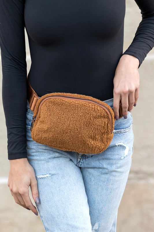 Boucle Sherpa Crossbody Sling Belt Bag-Fanny Bag