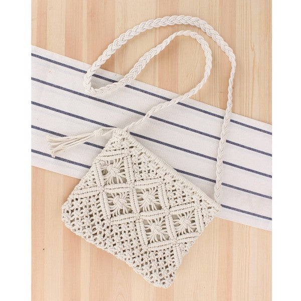 Boho Woven Macrame Crossbody Bag