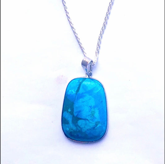 Arizona Turquoise Pendant Necklace Hand-Crafted-Sterling Silver