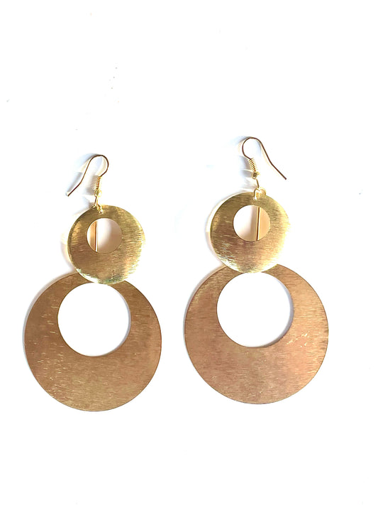 Vintage Brushed Gold Drop Fashion Earrings