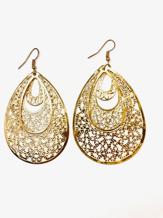Gold Lightweight Boho Drop Earrings