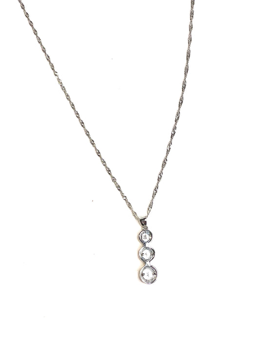 Sterling Silver Crystal Diamond Necklace