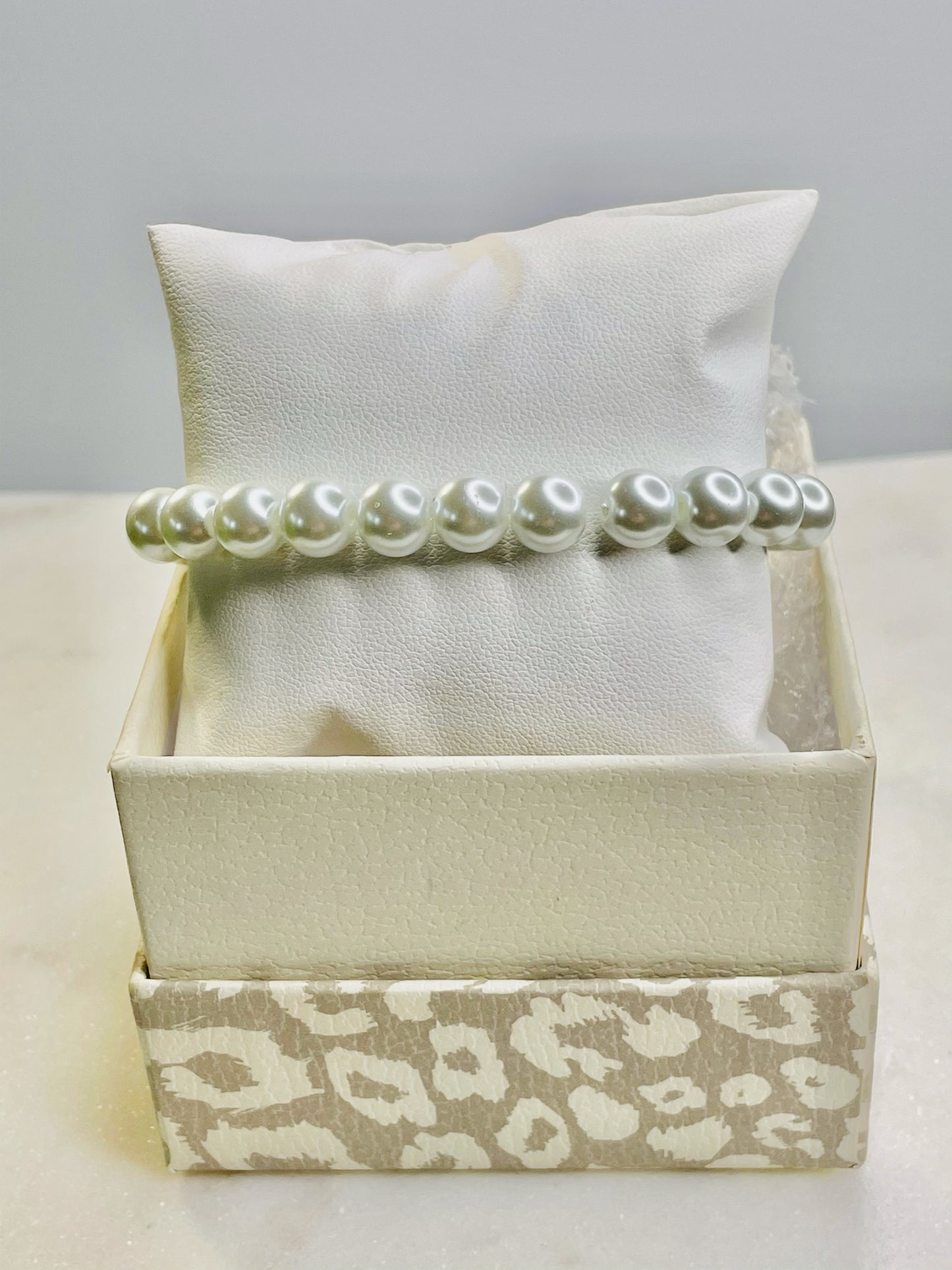 White Pearl Star Charm Bracelet