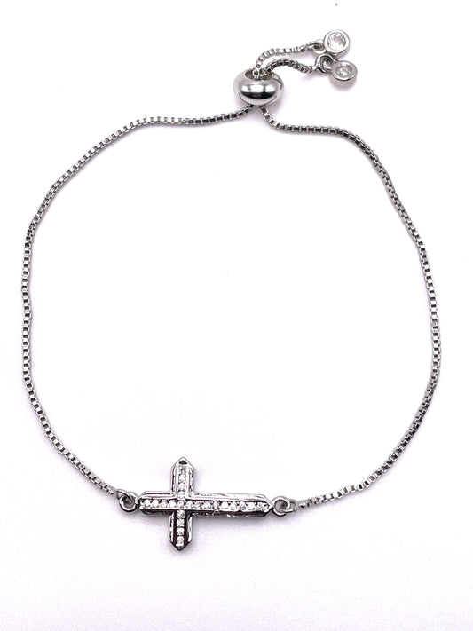 Silver Cross Bolo Bracelet