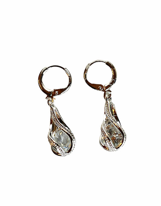 Diamond CZ Sterling Silver Huggie Earrings