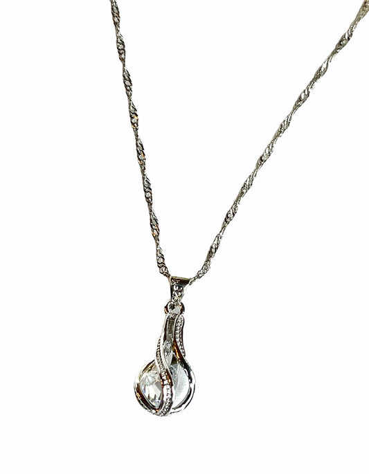 Sterling Silver Diamond Gemstone Necklace