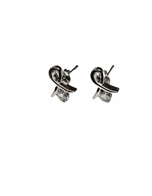 Sterling Silver Ribbon Earrings-Breast Cancer Awareness