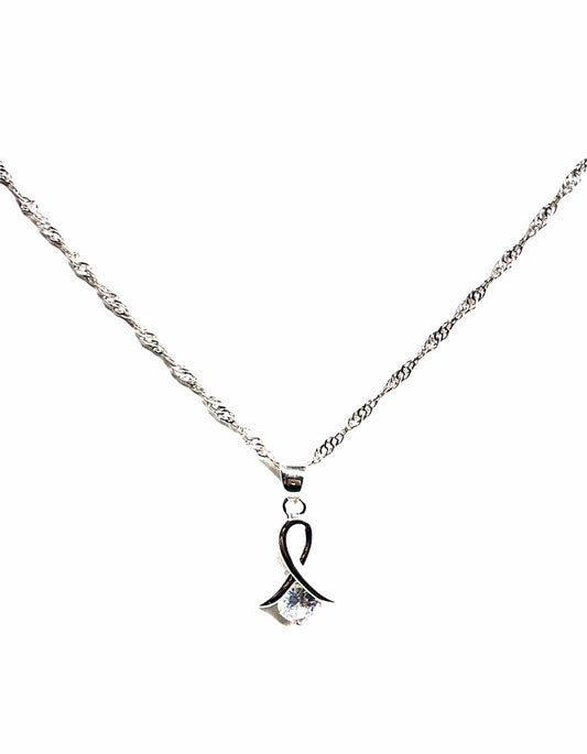 Sterling Silver Ribbon Pendant Necklace