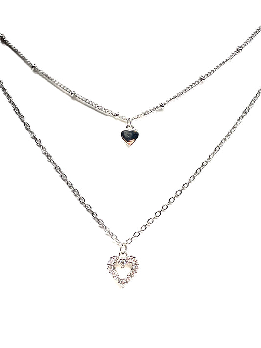 Sterling Silver Double Heart Necklace