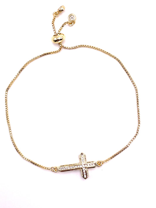 Gold Cross Bolo Bracelet