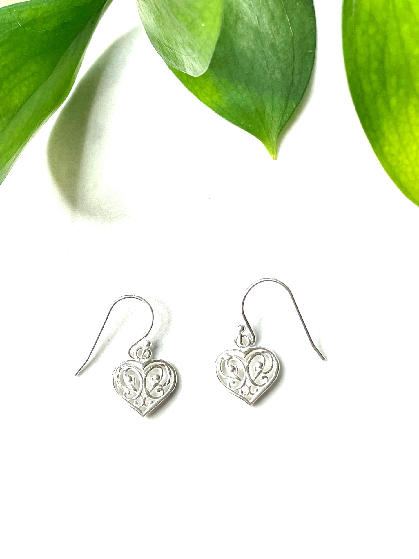 Sterling Silver Heart Shaped Drop Earrings