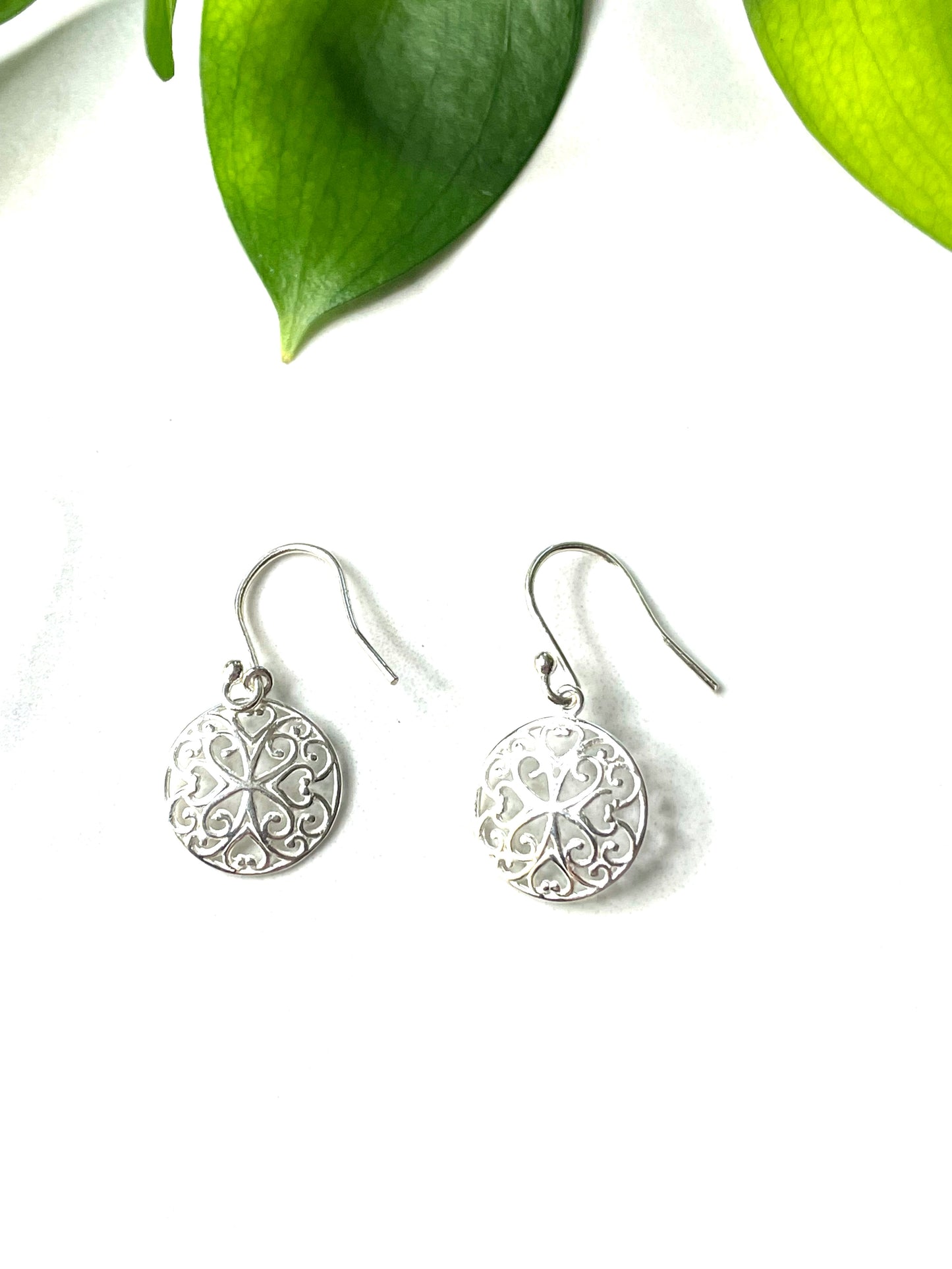 Sterling Silver Round Drop Earrings