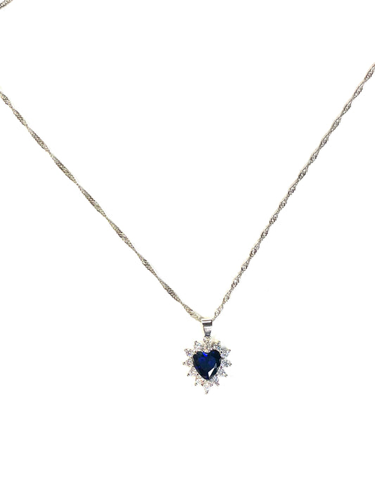 Sterling Silver Blue Sapphire Pendant Necklace