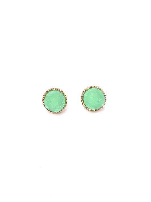 Light Green Druzy Stud Earrings
