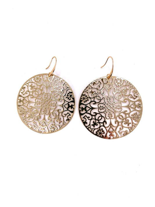 Bohemian Geometric Round Gold Earrings