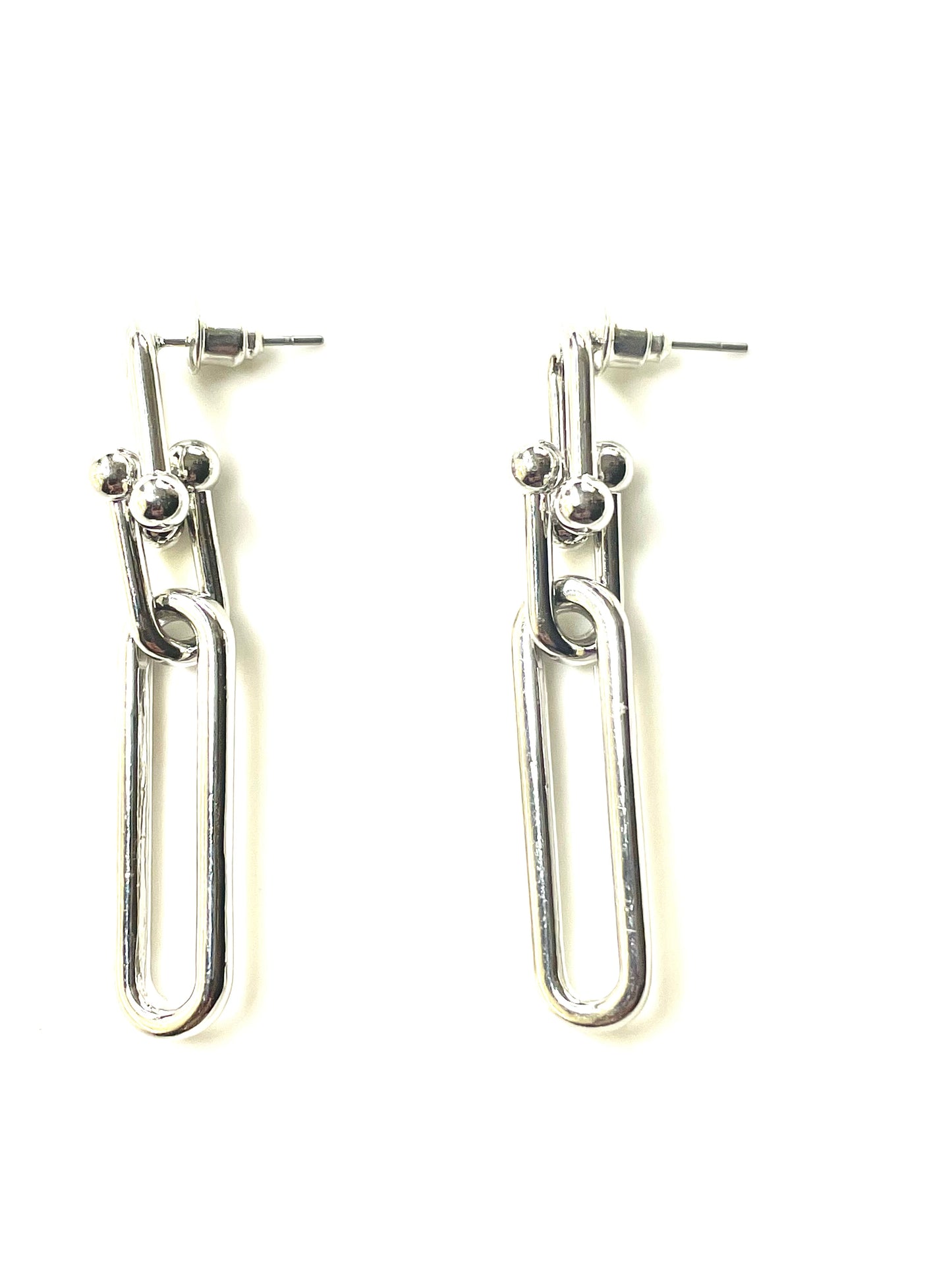 Silver Paperclip Chainlink Drop Earrings