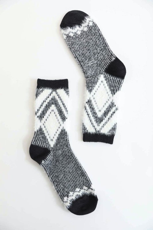 Faux Mohair Socks Diamond Pattern