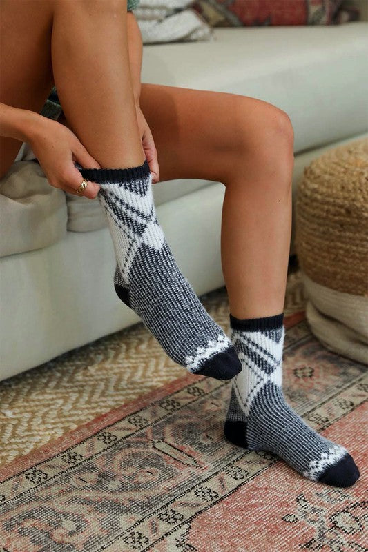 Faux Mohair Socks Diamond Pattern