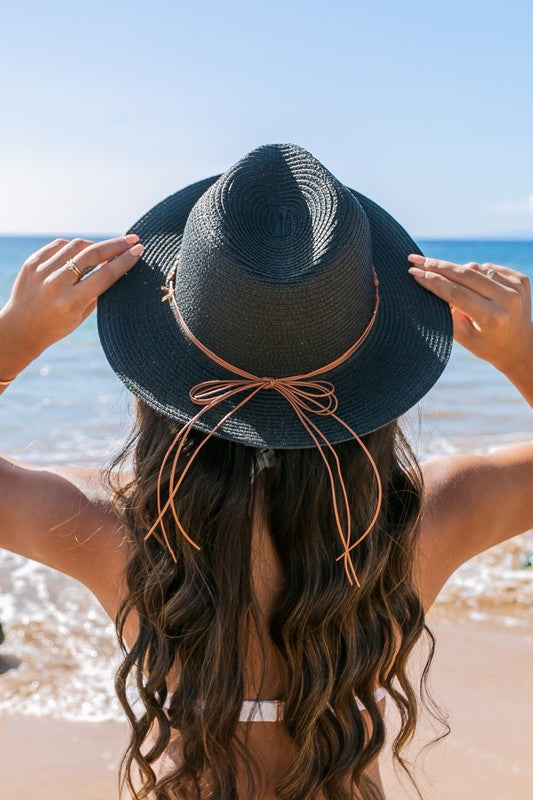 Straw Fedora Hat-Beaded Panama Hat