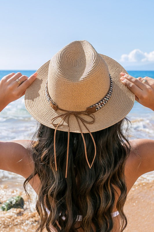 Straw Fedora Hat with Braided Band