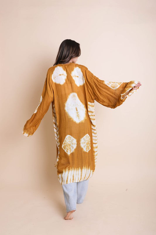 Tie-Dye Kimono Longline with Full Draping Sleeves