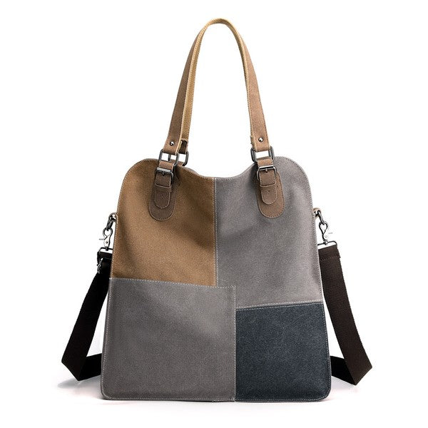 Colorblock Messenger Bag-Canvas Shoulder Bag