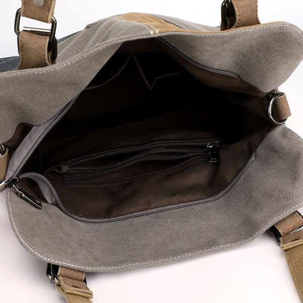 Colorblock Messenger Bag-Canvas Shoulder Bag