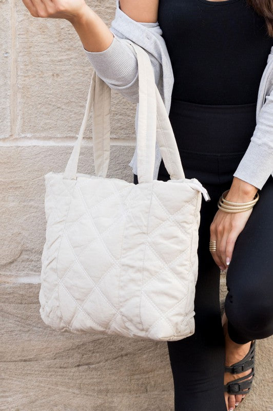 Quilted Puffer Messenger Bag-Tote-Handbag