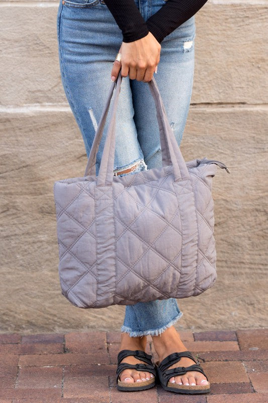 Quilted Puffer Messenger Bag-Tote-Handbag