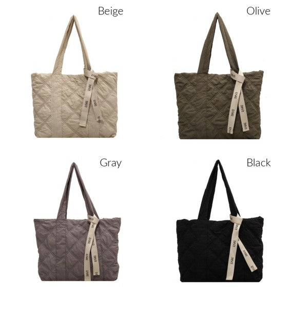 Quilted Puffer Messenger Bag-Tote-Handbag