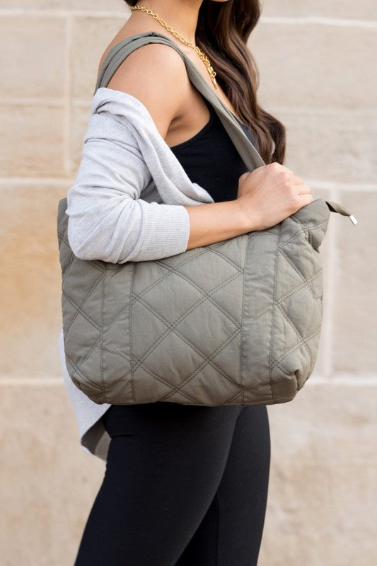 Quilted Puffer Messenger Bag-Tote-Handbag