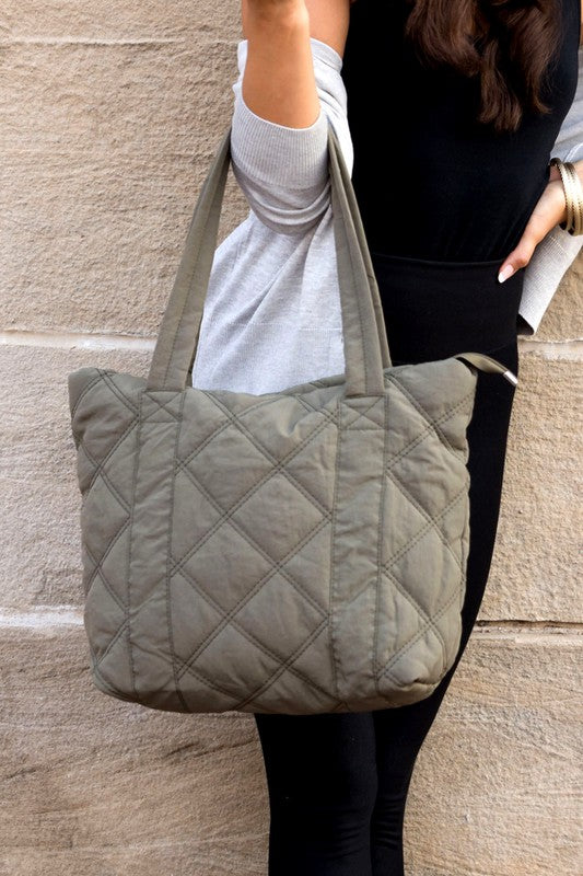 Quilted Puffer Messenger Bag-Tote-Handbag