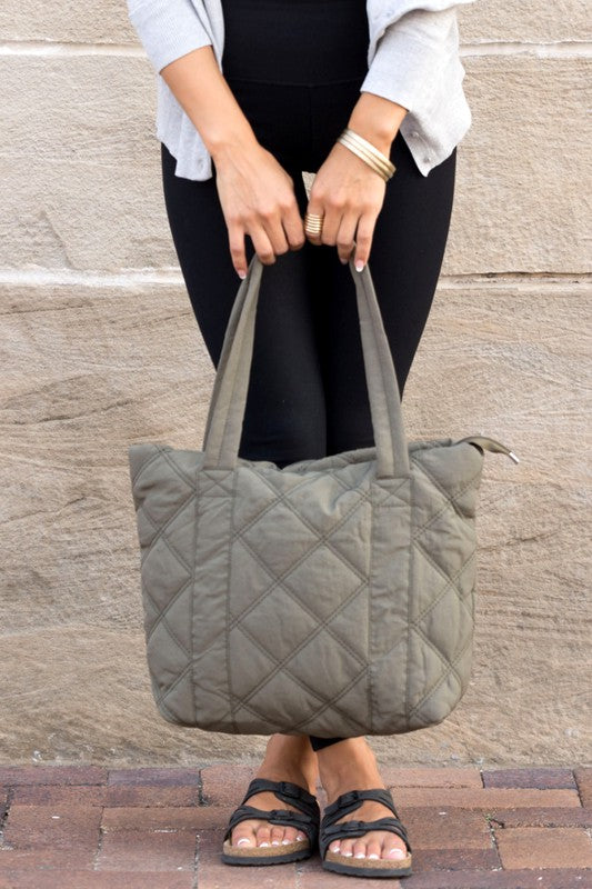 Quilted Puffer Messenger Bag-Tote-Handbag