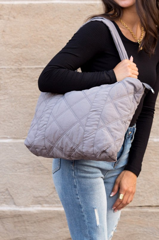 Quilted Puffer Messenger Bag-Tote-Handbag