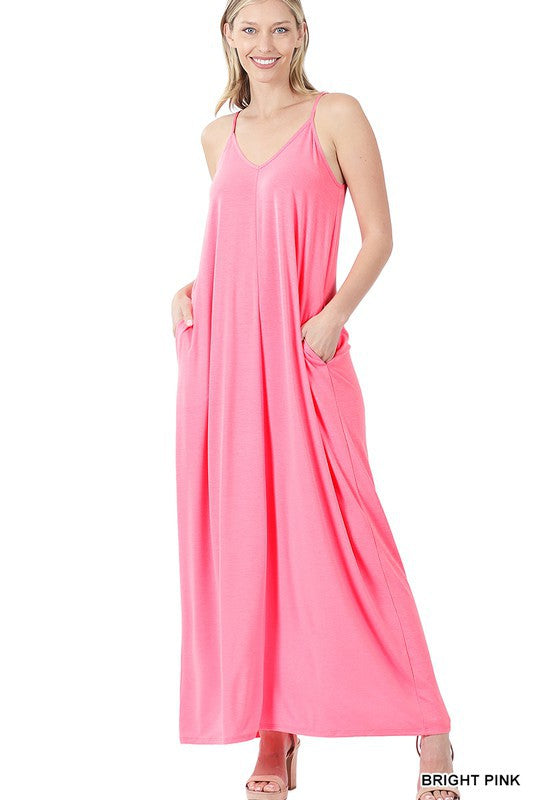 Cami Maxi Dress V-Neck with Side Pockets