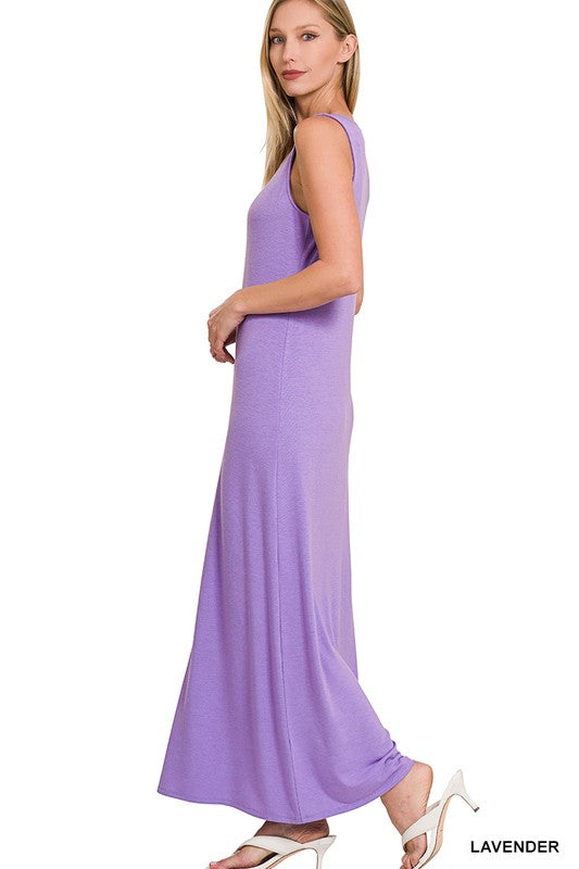 Maxi Dress Sleeveless Flared Scoop Neck