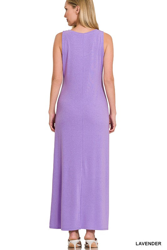 Maxi Dress Sleeveless Flared Scoop Neck