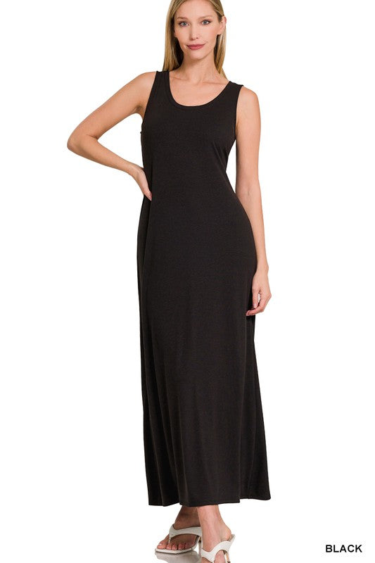 Maxi Dress Sleeveless Flared Scoop Neck