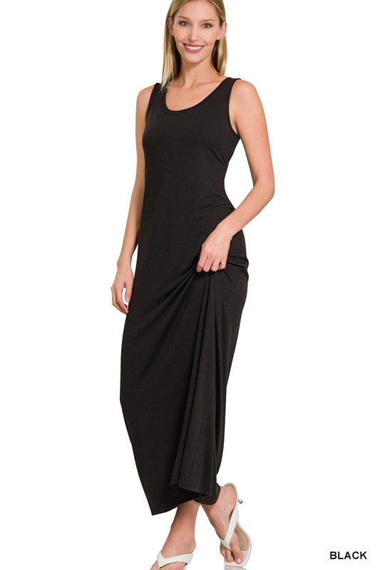 Maxi Dress Sleeveless Flared Scoop Neck