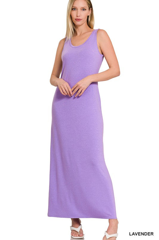 Maxi Dress Sleeveless Flared Scoop Neck