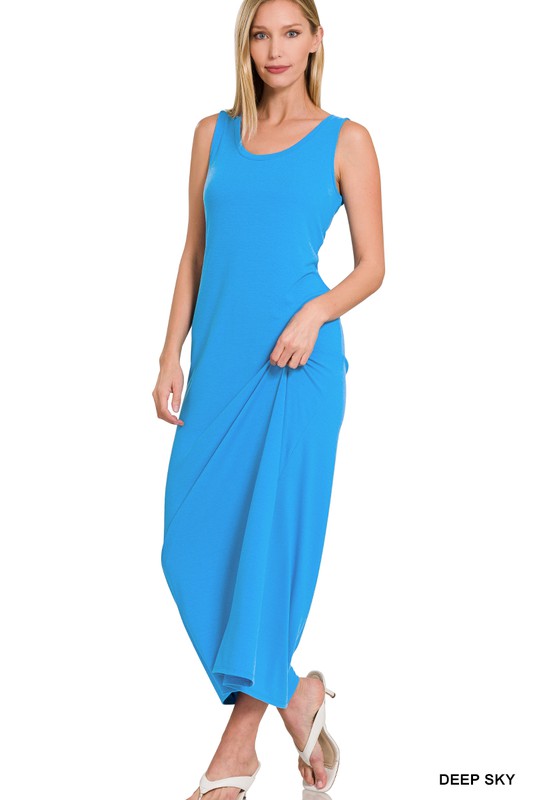 Maxi Dress Sleeveless Flared Scoop Neck