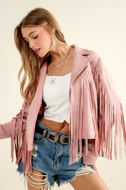 Fringe Western Jacket-Studded Fringe Jacket