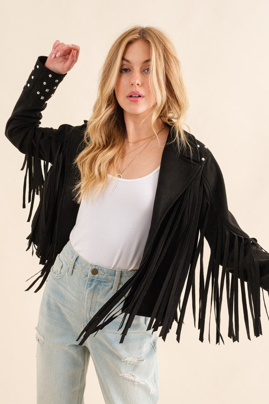 Fringe Western Jacket-Studded Fringe Jacket