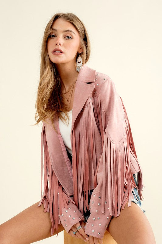 Fringe Western Jacket-Studded Fringe Jacket