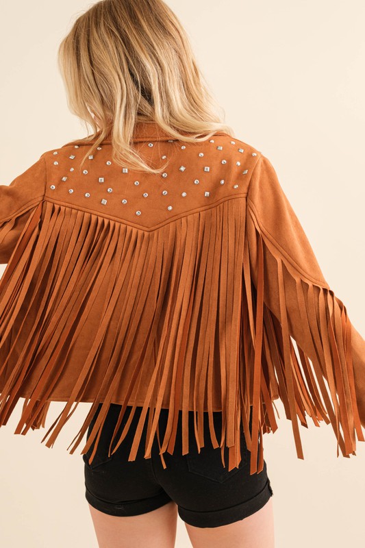 Fringe Western Jacket-Studded Fringe Jacket