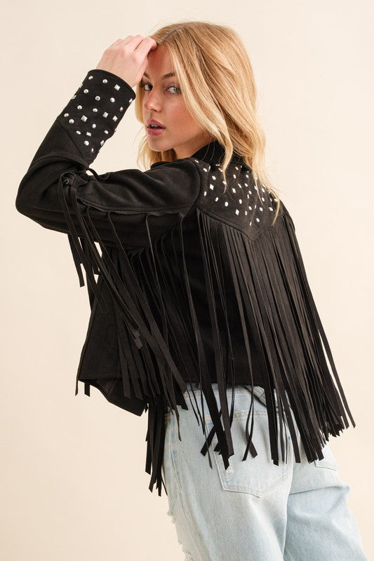 Fringe Western Jacket-Studded Fringe Jacket