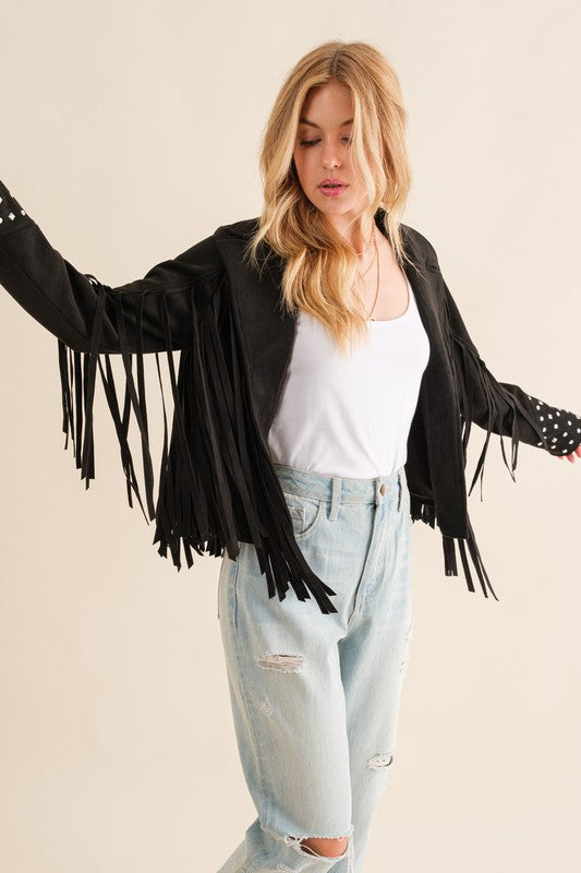 Fringe Western Jacket-Studded Fringe Jacket